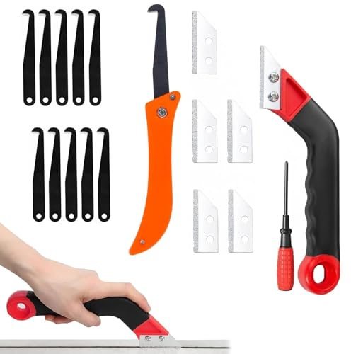 Mailfull Juego de 18 raspadores de juntas para azulejos con 10 cuchillas de repuesto, 1 destornillador para limpiar azulejos, baño, cocina