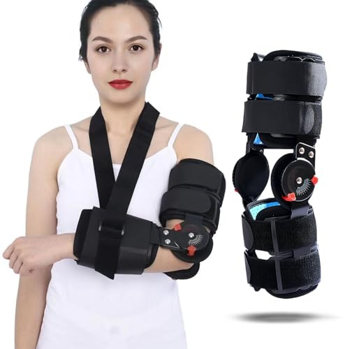 Hinged ROM Elbow Brace,Adjustable Post Elbow Brace Stabilizer Splint Arm Injury Recovery Support After Surgery,Ligament and Tendon Repairs,Surgical Repair of a Fracture and Biceps Repair(Ambidextrous)