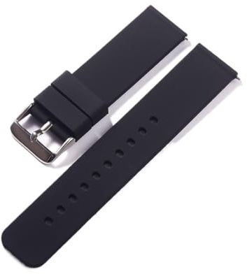 yangfangmei Silikonrem Snabbkoppling Armband Bälten Band Silikongummiband Klocktillbehör(Black-silver,20mm)