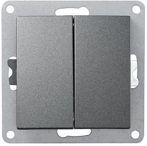 McPower Interrupteur série « Flair », 2 voies, 250 V ~/10 A, interrupteur encastré, raccord à vis, double interrupteur, design élégant pour les styles d'intérieur modernes et intemporels, gris foncé,