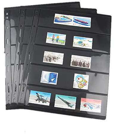 Stamp Pages for Stamp Album Binder, 10 Sheet (20 Page) 5 Rows Pages for Stamp Collectors, Professional Pack (5 Rows)