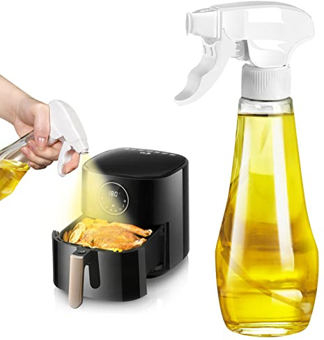 AHOUGER New Oil Sprayer Oil Spray Bottle, 200ml Food Grade Olive Oil Sprayer, Scratch Proof Glass Oil Spray Mister Oil Dispenser for Air Fryer Kitchen Accessories
