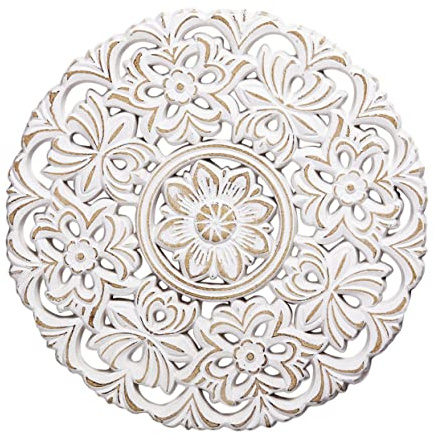 Homoyoyo Wood Decals Rustic Ornaments White Home Decor Vintage Ornaments Wall Flowers Wall Decor Wood Hanging Mandala Decor Adorn Art Supply Rural