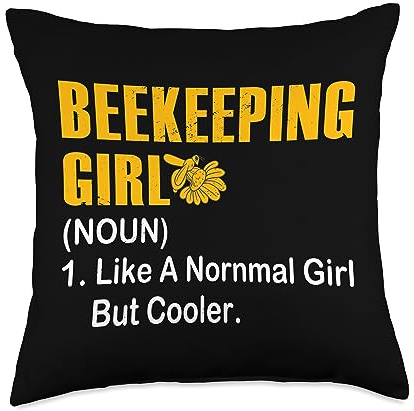 Funny Beekeeping Clothing Gifts For Beekeeper Girl Bee Quote Men Women Beekeeping Throw Pillow, 18x18, Multicolor