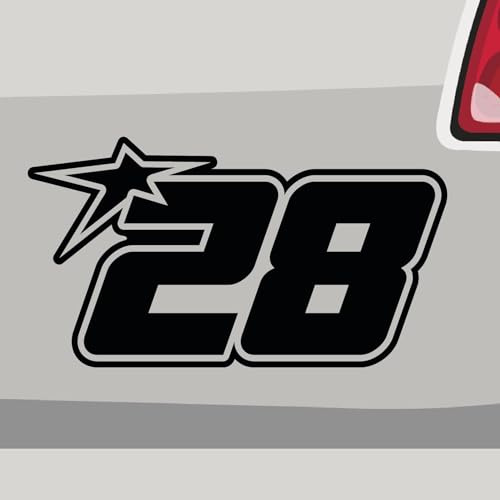 Stickerfreaks Startnummer 28 Aufkleber Race Sticker Stern Star Number Auto Zahl Decal Vinyl Aufkleber Größe: 14x8cm (M) | Farbe: 70-schwarz | Race Sticker Kleber Deko Tuning Startnummer
