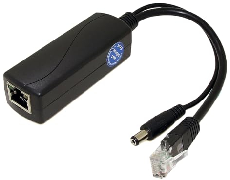 REVODATA 2.5G PoE Splitter 12V/1A, DC 5.5 * 2.1mm Plug, 48V PoE to DC 12V/1A 12W Output, 2.5Gbps Ethernet Comply IEEE802.3af/at, Plug and Play for IP Camera, Smart Home