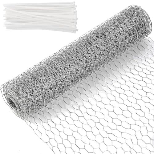YILANJIN Chicken Wire, Galvanized Hexagonal Fine Garden Fence Wire Netting, Anti-Rust Poultry Nettin Fence Arrangement Wire, Metal Lightweight Wire Mesh for DIY Craft, Home Decor, Garden Protection
