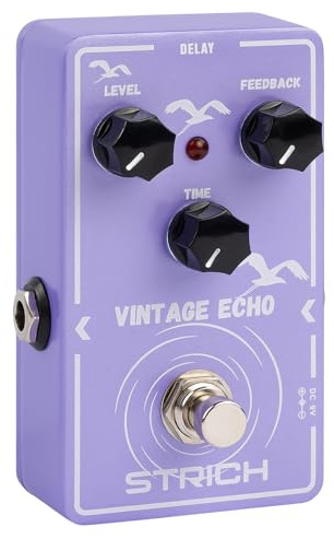 STRICH Delay Guitar Pedal, Analog Delay Guitar Effect Pedal Vintage, True Bypass for Electric Guitar, VINTAGE ECHO, Light Purple