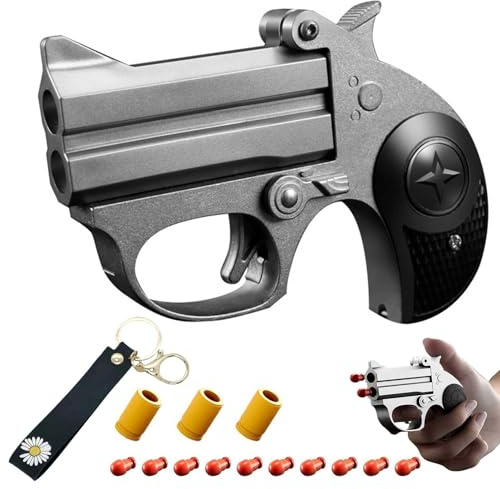 Mini-Soft Bullet Guns Toy,Legierung+PP Anti Stress Spielzeug +10 Soft Bullet Und SchlüSselanhäNger EDC-Spielzeug Startbar Anti-Stress Toy, Mehrere SpielmöGlichkeiten