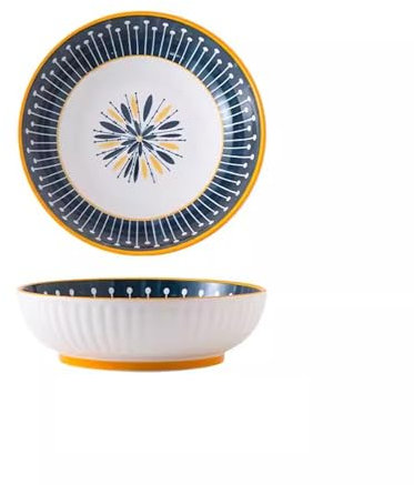 RUHEN Salad Bowls Large Pot Bowl Household Large Ceramic Soup Bowl 9-inch Soup Bowl Plate Special Large Bowl Elegant and Fashionable Large Bowl Kitchen Soup
