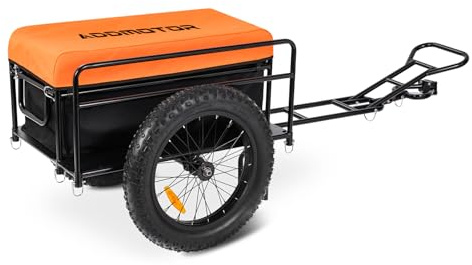 ADDMOTOR Trike Cargo Trailer with Universal Tow Bar (2025 Ver), Reinforced Steel Tubing, Inside & Outside Rust Resistance Coating, Fat Tires Tricycles, Waterproof Bag, DIY Installation, Black