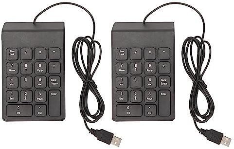 Mini tastierino numerico cablato con 18 tasti, ergonomico, USB Plug and Play, digitazione silenziosa, per PC, laptop, desktop (confezione da 2)