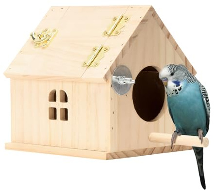 De Aves - Suministros para Mascotas De Madera | De Acoplamiento Periquito Loro | Diseño De Acceso Higiénico: para Tortolitos Calopsitas Conure Finch Canari Cacato