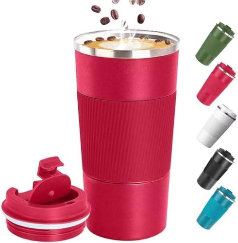 ZhengHaijiang Travel Mugs, Insulated Coffee Cup with Leakproof Lid - Reusable Cups Car Stainless Steel Thermal Mug for Hot and Cold Water Tea (510ml Coffee Mug Pink)