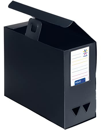 Viquel Maxi Doc - Boîte De Classement Boite de rangement Boite archive en plastique polypropylène - Boite grande capacité - dos 120 mm - Noir