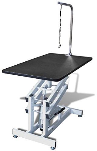 Anself Trimmtisch Schertisch mit Halterung für Haustiere 115 x 60 x 128-177 cm Schwarz