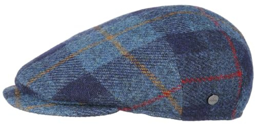LIERYS Capri Harris Tweed Flatcap Schirmmütze Herren Handmade in Italy Herbst Winter blau 57 cm