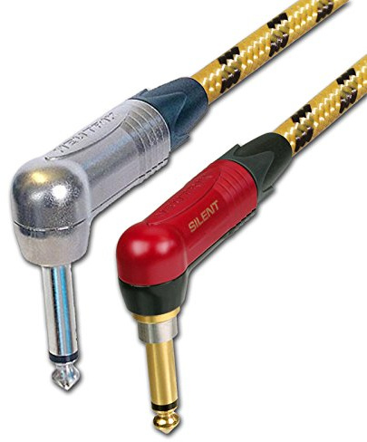 Neutrik SILENT Guitar Jack to Jack Lead. Vintage Cable. Angled 1m 3m 6m 5m 10m (5m, Yellow Vintage)