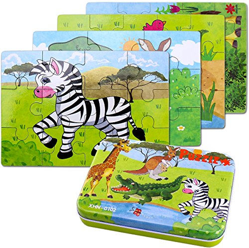 BBLIKE Kinderpuzzle 64 Stücke Puzzle für Kinder Puzzle ab 3 Vier schwierigkeitsgrade Lernspielzeug für Kinder 3 4 5 Jahren Alt (Zebra)