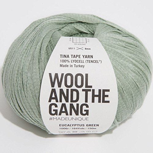 Wool and the Gang Tina Tape Yarn, Eucalyptus Green, 100g, Aran/Worsted