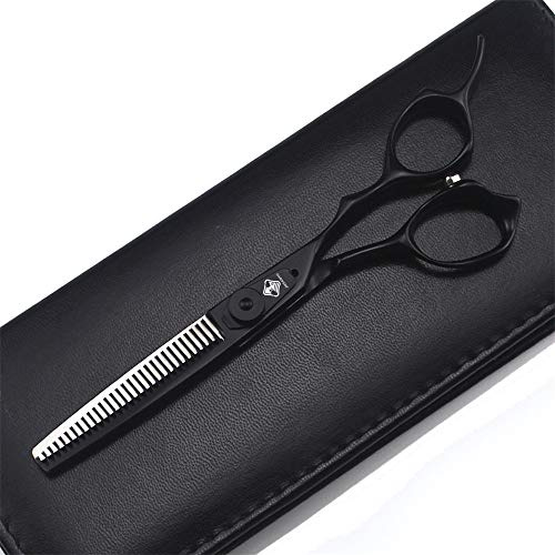 JEISENYU Japanese Hairdressing Scissors 440c Steels 6 Inch Professional Hairdresser Salon Hairstyle Cutting Hair Scissors (Black thinning scissors)