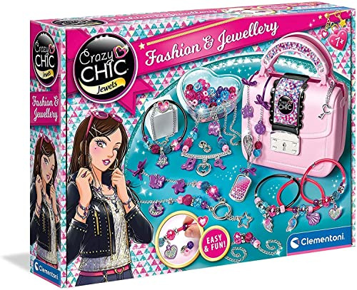 Clementoni Crazy Chic - Fashion & Jewellery Workshop, Kit Creazione Gioielli e Braccialetti Bambine 7+ Anni, Set Fai da Te per Creazioni Uniche e Personalizzate, Regalo Originale Made in Italy, 18598