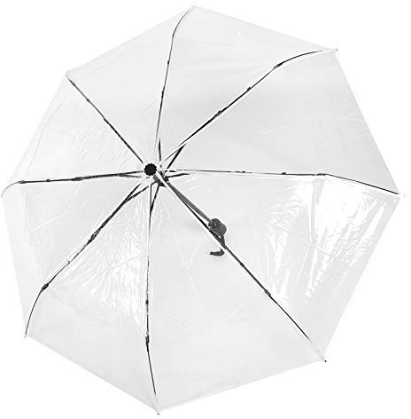 Raguso Portable Lightweight Fashionable Transparent Automatic Open Close Three Folds Folding Rain Travel Umbrella Outdoor WhiteDaily necessities