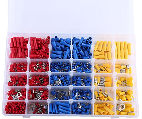 Dioche 720-teiliges Set von Kabelschuhen, Schrumpfschlauchklemmen, Crimpverbinder, Sortiment von isolierten Kabelschuhen mit Box
