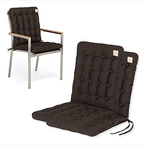 HAVE A SEAT Luxury | Gartenstuhlauflage Niedriglehner (2 St.) - Bequeme Sitzauflage Gartenstuhl - orthopädisch, wetterfest, waschbar bis 95° C - Made in Germany (2er Set - 100x48 cm, Braun)