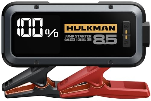 Hulkman Alpha85 Arrancador de Coches 20000mAh 2000A Arrancador de Baterías de Coche (para 8,5L de Gasolina o 6,0L de Diésel) con Linterna LED de Emergencia Impermeable 65W Carga Rápida