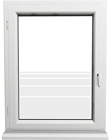INDIGOS UG Sichtschutzfolie - selbstklebend matt - weiß - dynamische Streifen - Fenster - für Innen und Außen geeignet - Schaufenster - Sonnenschutz - Fensterfolie - Glasdekorfolie