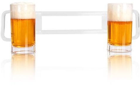 Hapivida Acryl Bier Glas Anti-Drop Plastic Siamese Beer Mug, Double Joined Bierbecher with Connecting Pipes und Griff for Bar, KTV, Game Competitions, Wedding Birthday Party, Graduation (D)