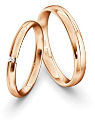 JC Trauringe Gold 585 Paarpreis Poliert I Traumhafte Eheringe I Einzigartige Partnerringe Rotgold mit Gravur in edler Schatulle I 2 Hochzeitsringe Herrenring & Damenring mit Stein I ICT07