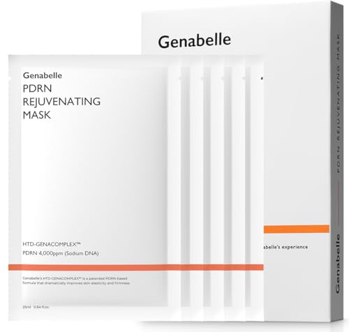 Genabelle PDRN Rejuvenating Mask Sheet - Lightweight Glass Skin & Toning Mask Sheet with PDRN, Niacinamide, Hyaluronic Acid, To Deeply Hydrate, Cool, and Visibly Plump the Skin, 0.84 fl oz* 5ea