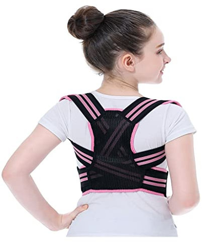 ZEDARO n/a Verstellbare Stützgurte für Schüler, untere obere Rückenstütze, Haarglätter hilft, eine Gute Körperhaltung zu bewahren (Color : Pink, Size : L) Decorate