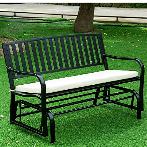 Outdoor-Gartenbank, Outdoor-Schaukelstuhl aus Metall, Outdoor-Balkon, Freizeitbank, Gartenschaukel, Schaukelsitz mit Rückenlehne und Armlehne, für Garten, Terrasse, Balkon ()