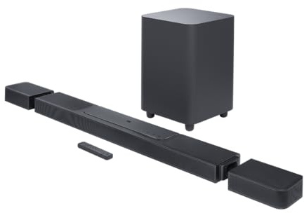 JBL Bar 1300 – Kompakte 11.1.4-Kanal-Soundbar für Heimkino Sound-System – Mit abnehmbaren Surround-Lautsprechern, MultiBeamTM und Dolby Atmos Surround Sound – Schwarz, UK Stecker (Typ G)