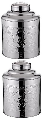 BESTonZON 2 Pièces Boîte À Thé Mini Bougie En Verre De Bonbons Organisateur Transparent Tiroirs Boîte De Rangement En Métal Garde-Manger Pot Tasses À Thé Et Thé En Vrac Étain Récipient De