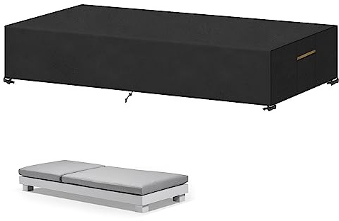 VANSHEIM Skyddskåpa för trädgårdsstol, överdrag för liggskydd, vattentätt utomhus, presenning, trädgårdsstol, skyddande för solstol, solstol, vindtät, solskydd 210 x 75 x 30 cm
