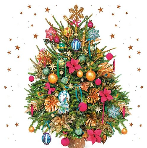 3-Ply Xmas Decoupage Tissue Paper Napkins Decorative Christmas Serviettes 33cm x 33cm - Pack of 20 (Photo Christmas Tree)