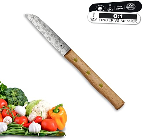 Premium Gemüsemesser - Extra Scharf, Allzweckmesser, Solingen, Schälmesser, Küchenmesser, Kneipchen, edler Holzgriff, Rostfrei (Blumen, Buche)