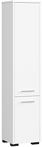 Home Collective Badezimmerschrank, mit 2 Türen und 4 Einlegeböden, 30 x 30 x 140 cm, aus 16 mm starker, abriebfester Laminatplatte, Weiß