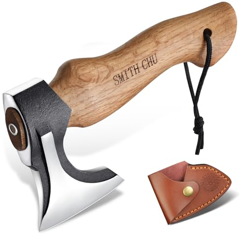 SMITH CHU Beil Axt Outdoor mit Scheide 22CM Axt Holz Spalten Campingäxte Survival Handbeil Klein Geschenk für Männer