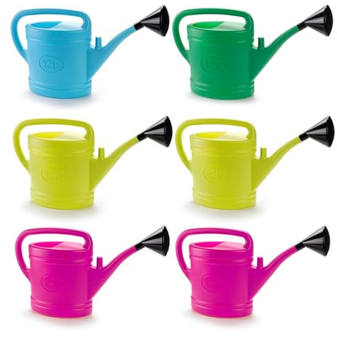 Acan Tradineur - Pack de 6 Regaderas de plástico - Capacidad 12 litros - Utensilios de jardinería, riego, casa, balcón, terraza, Patio - Color Aleatorio