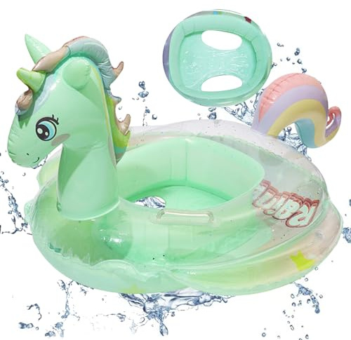 Baby Schwimmring, Aufblasbarer Schwimmring Einhorn, Baby Schwimmhilfe, Pool Schwimmreifen mit Schwimmsitz, Schwimmen Ring Schwimmtrainer, Schwimmen Float Kinder Schwimmring für Baby ab 3-36 Monate