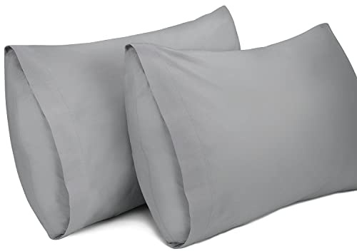 Lirex 2 Paquetes Fundas de Almohada, 100% Algodón Transpirable Fundas de Almohada la Cubiertas de Almohada (40 x 60 cm， Gris Oscuro)
