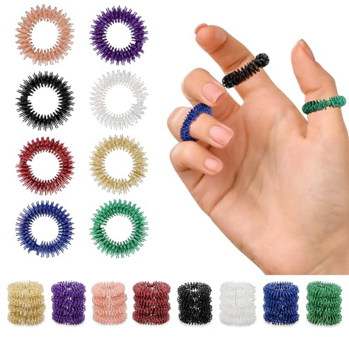 40 Stücke Massageringe für Finger, 27mm Stachelige Sensorische Fingerringe fingermassagering für Stressabbau, Förderung der Durchblutung, Akupressur Ring für Jugendliche Erwachsene