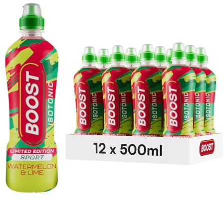 Boost Sports Drinks Watermelon & Lime | 12 Isotonic Drink with Vitamin B12 and B6 | Electrolyte Drink | Maximum Hydration Drinks | Low Calorie Vegan Adult Soft Drinks Multipacks | 12x500ml