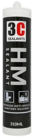 3C Sealants HM Sealant Anti-Mould Sanitary Silicone (Black, 310ml)