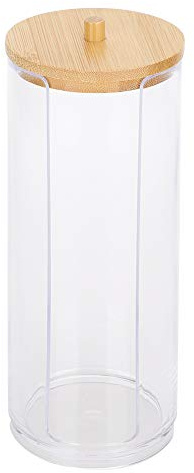 Support de Coton, Organisateur Rond en Plastique Transparent pour Coton Cosmétique, Distributeur de Tampons de Coton avec Couvercle pour Boule de Coton, Tampons Démaquillants (7,1x2,8 pouces)